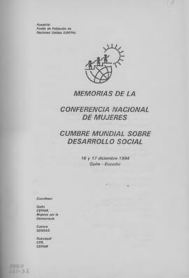 Memorias de la Conferencia Nacional de Mujeres