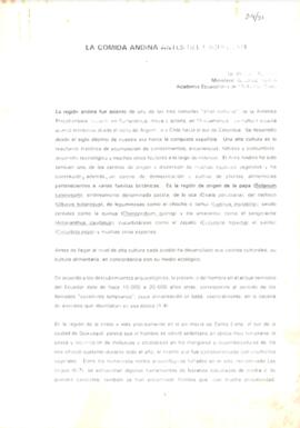 La comida andina antes del encuentro