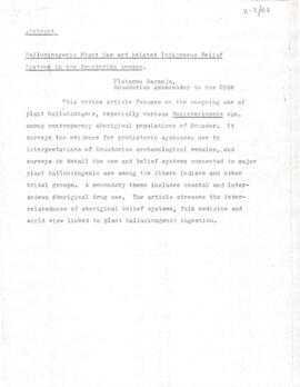 Hallucinogenic plant use and related indigenous belief systems in the ecuadorian amazon