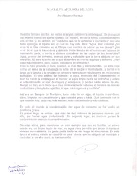 Montalvo, apología del agua