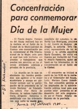 Recortes de Prensa: Conmemoración del Día de la Mujer.