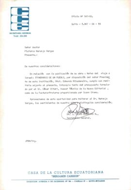 Correpondencia - Remisión de de presupuesto para la publicación de la obra "Notas del viaje ...