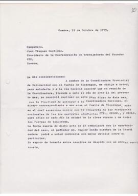 Comunicación. Presidente de la Confederación de Trabajadores del Ecuador