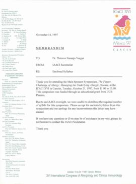 Memorandum de la Secretaria de la Asociación Internacional de Alergología e Inmunología Clínica a...