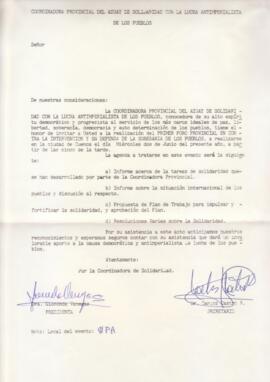 Comunicación. Coordinadora Provincial del Azuay de Solidaridad con la Lucha Antiimperialista de l...