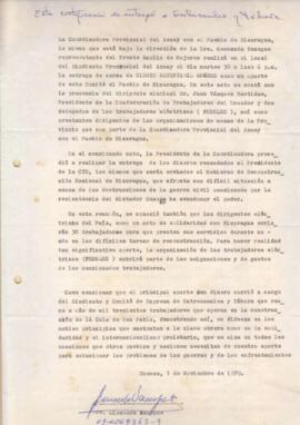 Manifiesto entregado a Entrecanales y Távora (Cola San Pablo)