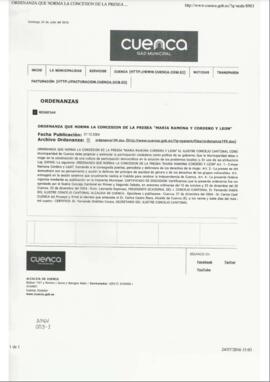 Presea "María Ramona Cordero y León"