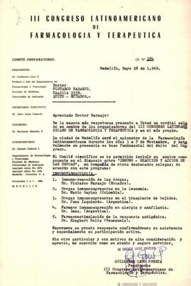 Correspondencia - Of. N° 184 Prof. Guillermo Cano Puerta a Dr. Plutarco Naranjo.