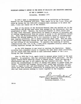 Secretary-General´s report to the House of Delegates and Executive Committee at the X Congress I....