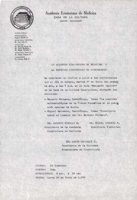Invitación a las conferencias dictadas por los Drs. Marcelo Moreno y Miguel Salvador (Comentarios...