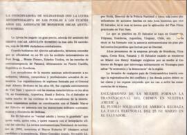 Manifiesto. Cuarto Aniversario de Monseñor Óscar Arnulfo Romero