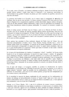 La herbolaria ecuatoriana  / Notas históricas sobre la herbolaria ecuatoriana