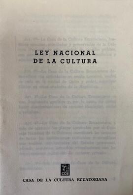 Ley Nacional de Cultura - Casa de la Cultura Ecuatoriana