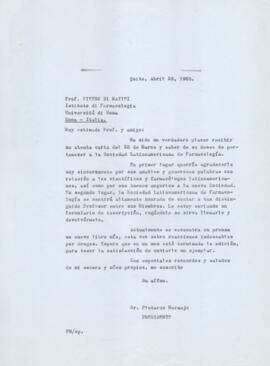 Dr. Plutarco Naranjo a Prof. Pietro Di Mattei