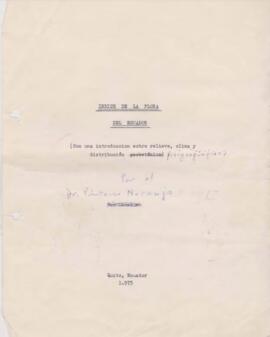 Índice de la Flora del Ecuador (Con una introducción sobre relieve, clima y distribución fitogeog...