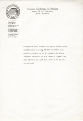 Discurso pronunciado por el Dr. Agustín Cueva Tamaríz