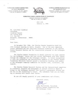 Correspondencia CDF - 1-85 dirigida a Lars-Eric Lindblad