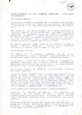 Visión histórica de los alimentos aborígenes .- Intercambio transoceánico