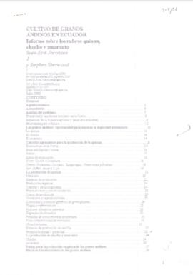 Cultivos de granos andinos en Ecuador