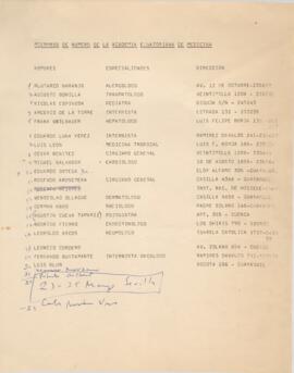 Listado de Miembros de Número y Correspondientes de la Academia Ecuatoriana de Medicina