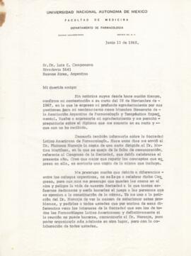 Ramón Pérez Cirera a Dr. Luis E. Camponovo. Copia dirigida  a Dr. Plutarco Naranjo.