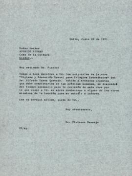 Correspondencia - Devolución de la obra "Higiene y Educación Sexual para Colegios Secuandari...