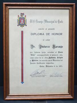 Diploma de honor. Premio "Tobar"