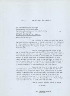 Dr. Plutarco Naranjo a Dr. Antonio Morales Aguilera