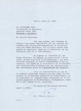 Correspondencia - Dr. Plutarco Naranjo a Dr. Guillermo Cano.