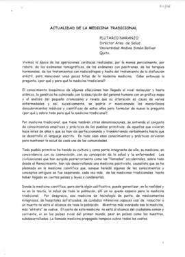 Actualidad de la medicina tradicional
