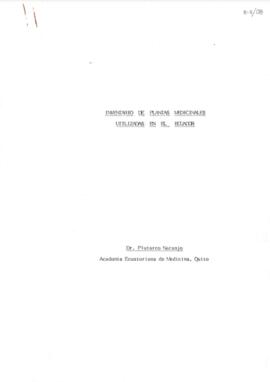 Inventario de plantas medicinales del Ecuador