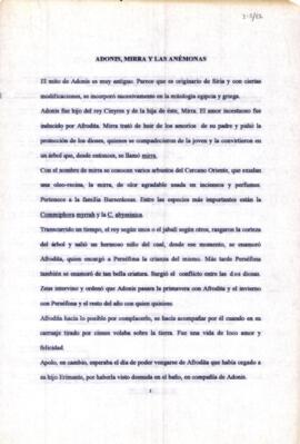 Adonis, mirra y las anémonas