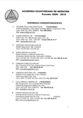 Listado de miembros correspondientes.