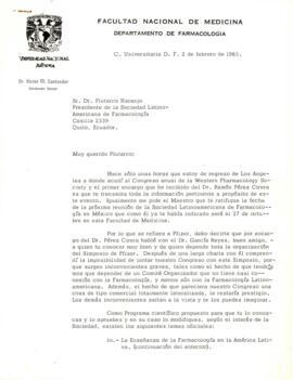 Dr. Víctor M. Santander a Dr. Plutarco Naranjo