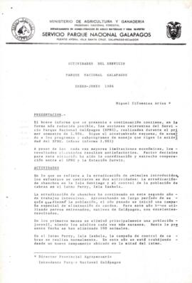 Informe de Actividades del Servicio Parque Nacional Galápagos