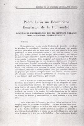 Discurso: Pedro Leiva un ecuatoriano benefactor de la humanidad.