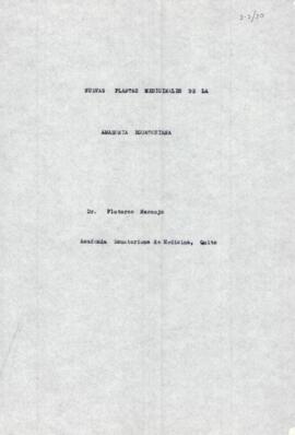 Nuevas plantas medicinales de la Amazonía ecuatoriana.