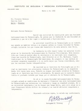 Bernardo A. Houssay a Dr. Plutarco Naranjo