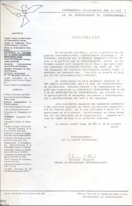 Comunicaciones. Conferencia Ecuatoriana por la Paz y la No Intervención en Centroamérica.