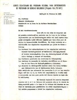 Correspondencia - Comité Ecuatoriano del Programa Regional para Entrenamiento de Posgrado en Cien...