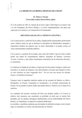 La medicina europea después de Colón.