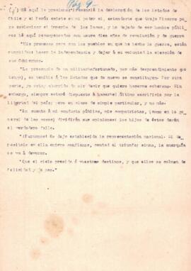 Discurso proclamado por José de San Martín. 