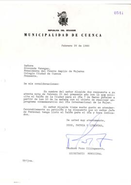 Oficio N° 054. Municipalidad de Cuenca