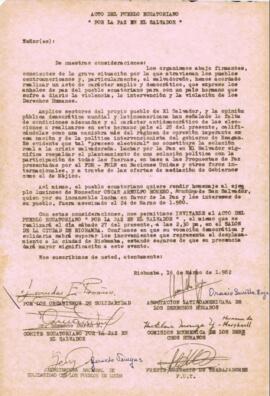 Acto del pueblo ecuatoriano "Por la paz en El Salvador"