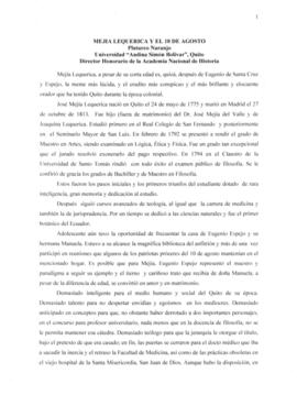 Mejía Lequerica y el 10 de Agosto