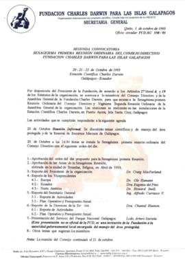 Sexagésima primera reunión - Convocatoria