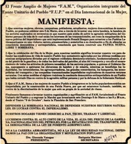 Manifiesto. Frente Amplio de Mujeres