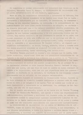 Manifiesto. Primer Aniversario del asesinato de Monseñor Óscar Arnulfo Romero
