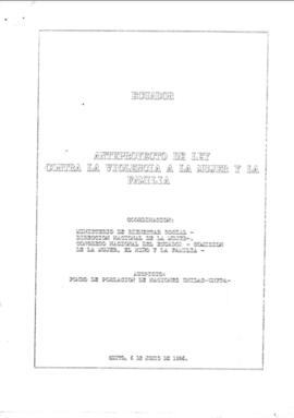 Anteproyecto de la Ley contra la violecia a la mujer y la familia.