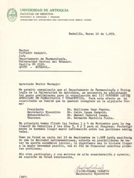 Correspondencia - Jairo Isaza Cadavid a Dr. Plutarco Naranjo.